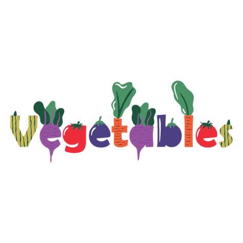 Healthy vegetables lettering PNG Design Adobe Illustrator Art, Free Printable Crafts, Pi Projects, Book Cover Illustration, Kindergarten Ideas, Board Decoration, Healthy Vegetables, Printable Crafts, Grow Your Own Food