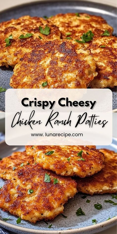 These Crispy Cheesy Chicken Ranch Patties are an ideal choice for a satisfying and stress-free dinner. 🧀🍗 With a crispy coating, melted cheese, and ranch seasoning, these patties are bursting with flavor! Perfect for a quick weeknight meal, these patties are sure to be a family favorite.  📌 Pin this recipe for an easy, cheesy, and crispy dinner idea! #ChickenPatties #EasyDinners #CrispyChicken #CheesyGoodness #FamilyMeals #WeeknightDinners Chicken Patty Recipes, Chicken Shredded, Chicken Ranch, Main Course Dishes, Crispy Cheese, Chicken Patties, Shredded Cheddar Cheese, Cooked Chicken, Ranch Chicken