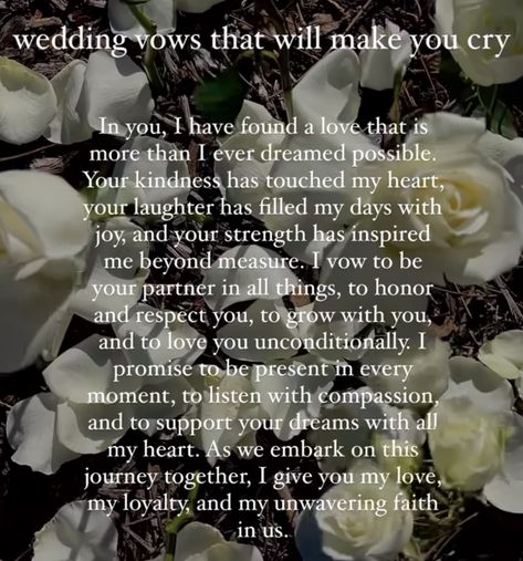 Vows To Husband Cry, Wedding Vows That Make You Cry To Husband, Wedding Prayers, Wedding Vows That Make You Cry, Wedding Vowels, Wedding Vows Quotes, Vows Quotes, Prayer Ideas, Wedding Prayer