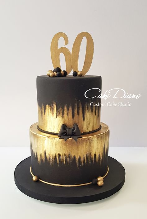 60th birthday black and gold | by Cake Diane Custom Cake Studio (eyedewcakes) Black And Gold Birthday Cake, Golden Birthday Cakes, Black And Gold Cake, Gold Birthday Cake, Birthday Cake With Photo, Birthday Cake Pictures, Birthday Cake For Him, 60th Birthday Cakes, 30 Birthday Cake