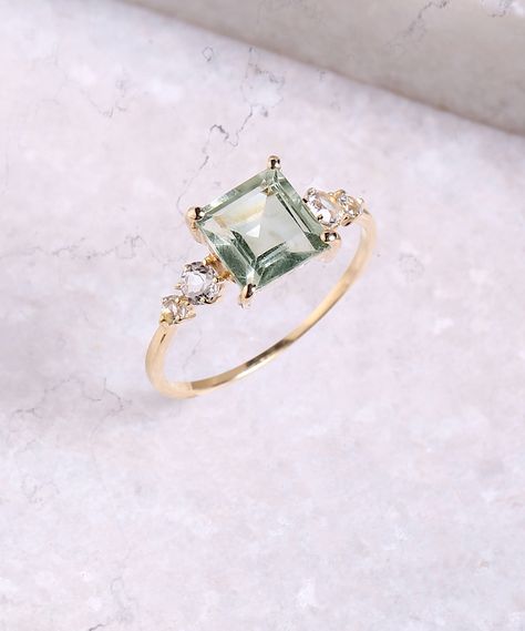 Prasiolite Ring, White Princess, Princess Cut Rings, Gem Ring, Topaz Ring, Daily Deals, White Topaz, Princess Cut, Ring Shopping