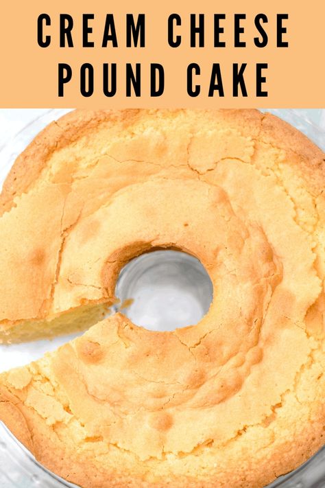 Cream Cheese Pound Cake is tender on the inside and nice and crunchy on the top. It's the perfect pound cake. #PoundCake #CreamCheese #CreamCheesePoundCake Crunchy Top Pound Cake Recipe, Best Cream Cheese Pound Cake, Traditional Pound Cake, Cream Cheese Pound Cake Recipe, Pound Cake Recipes Easy, Cheese Pound Cake, Make Top, Sour Cream Pound Cake, Cream Cheese Pound Cake