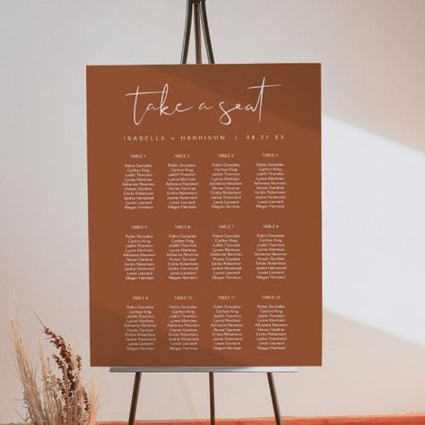 CORIANDER Boho Terracotta Rust Wedding Seating Poster  Zazzle Terracotta Rust Wedding, Sienna Wedding, Seating Board, Foam Board Sign, Popular Wedding Themes, Rusting Wedding, Rust Wedding, Wedding Seating Charts, Diy Seating