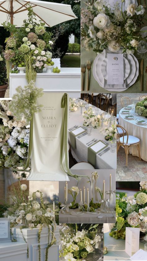 Sophisticated Chic Wedding, Season Wedding Ideas, Wedding 2026 Trends, Wedding Reception Mood Board, White Green Neutral Wedding, White And Green Wedding Aesthetic, Minimalist Luxury Wedding, 2025 Wedding Aesthetic, Wedding Pinterest Boards