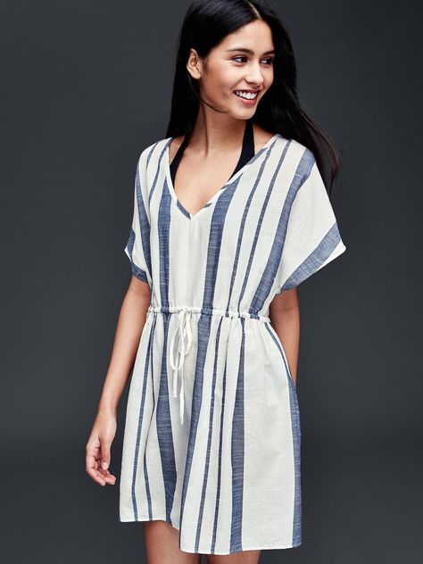 Gap Cotton Navy Stripe Cover Up ($50) Sunday Clothes, Kaftan Designs, Flattering Swimsuits, Best Mothers Day Gifts, Navy Stripes, Maternity Clothes, Boho Style, Boho Fashion, Casual Dress