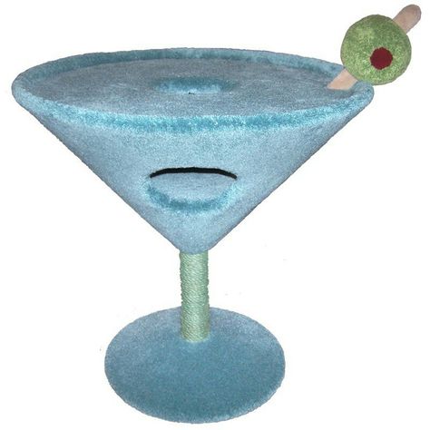 Blue Martini Kitty Condo by Hollywood Kitty Company Kitty Condo, Blue Martini, Glass Cat, Cat Perch, Cat Condo, Martini Glasses, Cat Tree, All About Cats, Cat Pin