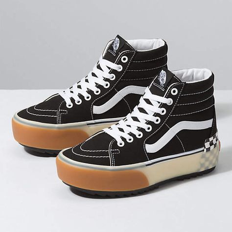 Stacked Vans, Cute Womens Shoes, Platform Vans, Vans Women, Tenis Vans, Sneakers Fashion Outfits, Sneakers Vans, Vans Sk8 Hi, Sk8 Hi