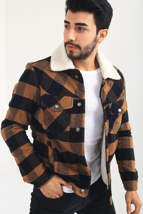 Flannel Jacket Men, Mens Winter Fashion Outfits, Flannel Coat, Mens Casual Outfits Summer, Stylish Men Casual, Dope Outfits For Guys, Designer Suits For Men, Mens Casual Dress Outfits, Checked Jacket