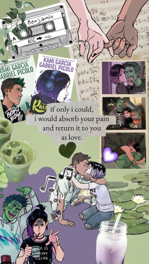 Made this for my friend 💚💜#myfirstshuffle #beastboy #raven #quotes #love Raven Quotes, Nightwing And Batgirl, Raven Teen Titans Go, Teen Titans Love, Raven Beast Boy, Disney Ships, Teen Titans Fanart, Spiderman Art Sketch, Teen Titan