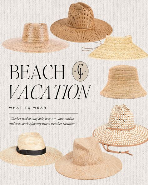 What To Wear: Beach Vacation Beach Hats Outfit, Casual Beach Vacation Outfits, Florida Vacation Outfits, Vacation Outfit Inspiration, Beach Outfits Women Vacation, Island Vacation Outfits, Travel Capsule Wardrobe Summer, Vacation Fits, Beach Vacation Style