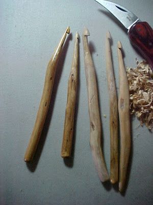 I was entranced the first time I saw a hand carved wooden crochet hook. I was looking at crochet hooks made from sticks. There were others,... Hand Carved Crochet Hooks, Wood Crochet Hook, Wooden Crochet Hooks, Whittling Projects, Crochet Tools, Crochet Needles, Woodturning, Whittling, Crochet Hook