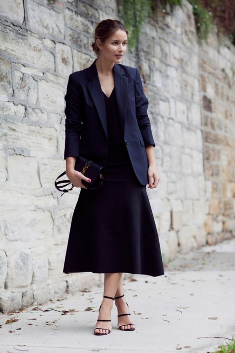 STYLECASTER | Work Outfit Ideas | Navy Blue Blazer Harper and Harley Blazer And Dress Outfit, Toddler Boy Haircut Fine Hair, Work Outfit Ideas For Women, Harper And Harley, Blue Blazer Outfit, Sonus Festival, Navy Dress Outfits, Maxi Dress Outfit Fall, Blazer Dress Outfits