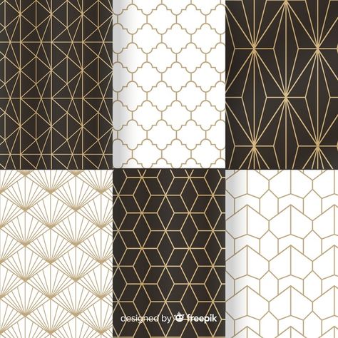 Geometric luxury pattern collection | Free Vector #Freepik #freevector #background Geometric Packaging Design, Art Deco Pattern Design, Luxury Design Print, Funky Patterns, Luxury Pattern, Shirt Box, Gold Geometric Pattern, Luxury Packaging Design, Graphic Design Cards