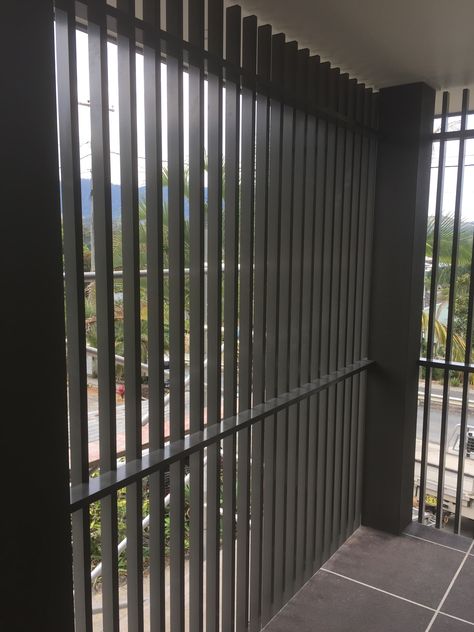 Utility Grill Design, Vertical Grill Design, Louvers Design, Balcony Glass Design, Balcony Grill, Tiny House Interior Design, Balcony Grill Design, Stair Railing Design, Metal Gates