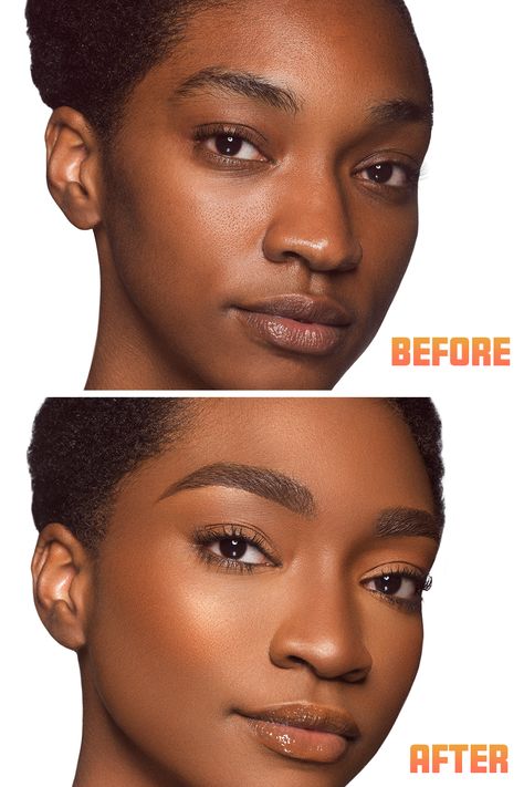 Before and after brows featuring Juvia's Place brow collection. Smooth application, no smudging: a natural look with minimal effort. Beauty products to match all skin tones. Brow Palette, Perfect Brow, Juvia's Place, Brow Pen, Juvias Place, Pencil Shading, Natural Eyebrows, Natural Brows, Eyebrow Gel