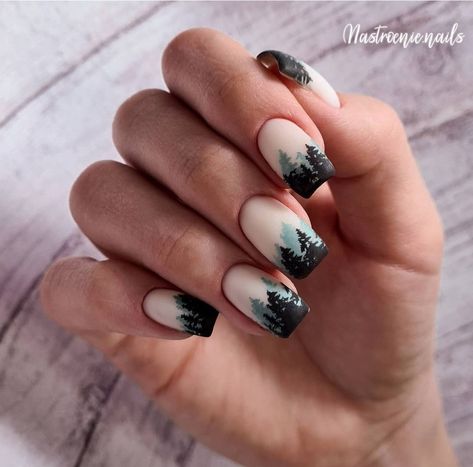 Mountain Nail Art, Poly Gel Nail Art, Wintry Nails, Trendy Nail Colors, Women Things, Poly Gel, Colorful Nail, Super Nails, Holiday Music