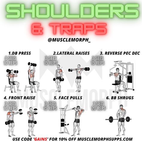 4 Day Workout Routine, Shoulder Day Workout, Darbee Workout, Shoulder And Trap Workout, Trap Workout, 4 Day Workout, Back And Bicep Workout, Shoulder Workout Routine, Shoulder Exercise