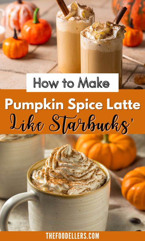 Discover how to make the perfect pumpkin spice latte at home with our easy-to-follow recipe. Using simple ingredients like real pumpkin puree, aromatic spices, and your favorite milk, this homemade version is both healthier and more affordable than store-bought. Learn the tips and tricks to create a rich, flavorful latte that's perfect for cozy autumn mornings or any time you crave that classic pumpkin spice taste. Diy Pumpkin Latte, How To Make A Pumpkin Spice Latte, Starbucks Pumpkin Spice Latte Recipe, How To Make Pumpkin Spice Latte, Pumpkin Chai Latte Starbucks, Homemade Latte Recipe, Copycat Starbucks Pumpkin Spice Latte, Pumpkin Cream Recipe, Diy Pumpkin Spice Latte