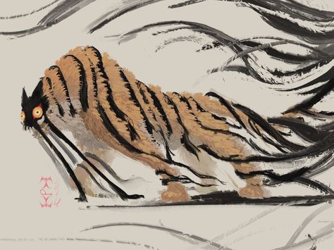 Dream Tiger, Japanese Tiger, Spooky Stuff, Cool Monsters, Swag Art, Tiger Art, Mythical Creatures Art, Mythological Creatures, Creature Concept Art