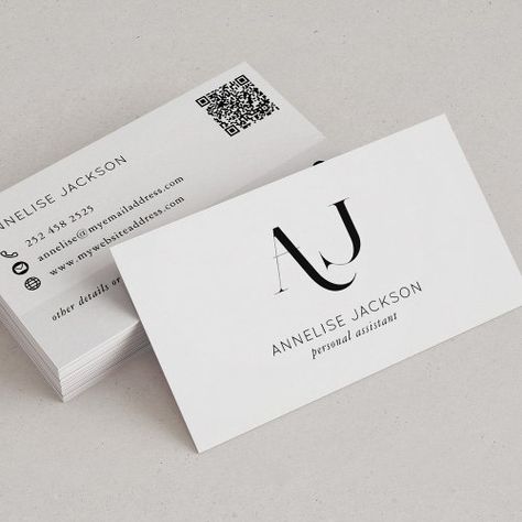 Interior Design Logo Inspiration, White Business Card Design, Sophisticated Business Card, Create A Business Logo, Simple Business Card, Business Postcards, Qr Code Business Card, Create A Business, White Business Card