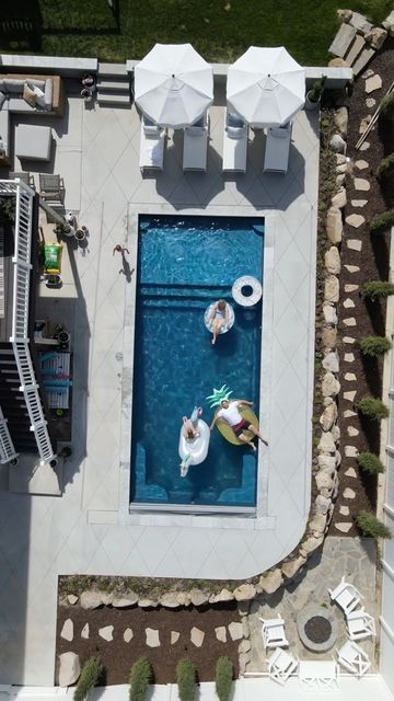 Elise Hunter | DIY & HOME on Instagram: "The pool is finished!!!!🎉 We can’t wait to enjoy it all summer long ☀️ Our pool is a @lathampool fiberglass pool, style Corinthian 14 in the color ocean G3. We love it SO much! It’s gorgeous, easy to clean, not rough on the skin and will last as a lifetime!! @premierpoolsandspas installed our pool and we just can’t say enough great things about them!💙 Thank you for following this backyard makeover journey with us! #backyardmakeover #fiberglasspool #back 14x28 Inground Pool Rectangle, Rectangle Pool With Pool House, Rectangle Pool Ideas Inground, 30x15 Pool, Corinthian 16 Fiberglass Pool, Latham Corinthian Pool 16, Rectangle Fiberglass Pool Ideas, Sports Pool Design, Fiberglass Pool Ideas Backyards