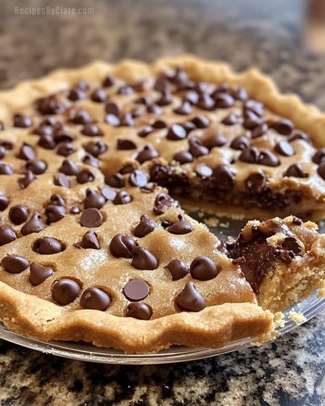 Delicious Chocolate Chip Cookie Pie Recipe - Recipes By Clare Chocolate Chip Cookie Pie Recipe, Cookie Pie Recipe, Cookie Dough Pie, Cotton Candy Cookies, Chocolate Chip Cookie Pie, Chocolate Cherry Cookies, Chocolate Chip Pie, Gooey Chocolate Chip Cookies, Choc Chip Cookies