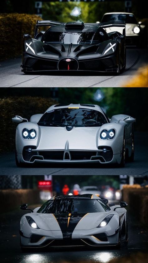 the Bolide base engine 8.0L W16 makes 1,578 horsepower, and the Utopia base engine 6.0L V12 makes 852 horsepower, and the Regera base engine 5.0L V8 makes 1,500 horsepower Cars Pfp, Pagani Utopia, Bugatti Bolide, Modded Cars, Koenigsegg Regera, Europe Car, Futuristic Cars Design, Cars Wallpaper, Racing Car Design