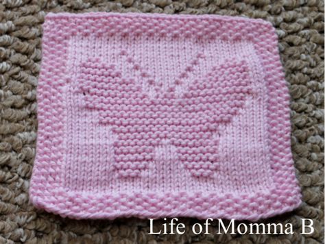 Butterfly Dishcloth Knit Squares, Knitted Dishcloth Patterns Free, Knit Dishcloth Pattern, Knitted Washcloth Patterns, Dishcloth Patterns Free, Knitting Squares, Knitted Washcloths, Dishcloth Knitting Patterns, Washcloth Pattern