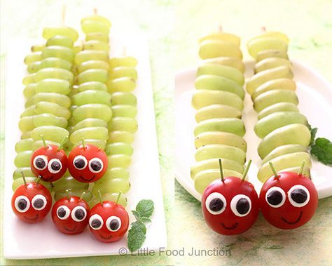 Roundup: 10 Easy Food Crafts To Make With Kids #["baking", "cooking", "Kitchen", "Easy Meals", "Foodie-Fridays", "Kids Craft", "Easy Food Crafts For Kids", "Healthy Snacks"] School Snacks For Kids, Easy Snacks For Kids, Nature Party, Kid Snacks, Preschool Snacks, Cute Snacks, Snacks Für Party, Very Hungry Caterpillar, Very Hungry