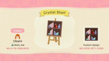 Acnh Witchy, Animal Crossing Design Codes, Crystal Shelf, Animal Crossing Patterns, Animal Crossing Custom Designs, Acnh Qr Codes, Ac Codes, Codes Animal Crossing, Acnh Patterns