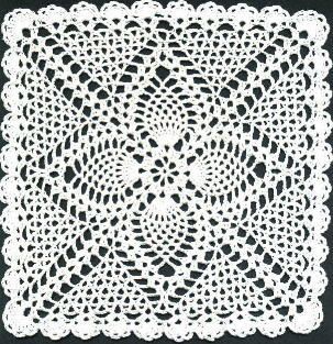 Square Pineapple Doily Free Crochet Square, Pineapple Doily, Crochet Pineapple, Free Crochet Doily Patterns, Crochet Dollies, Pineapple Crochet, Crochet Blocks, Crochet Doily Patterns, Crochet Square Patterns