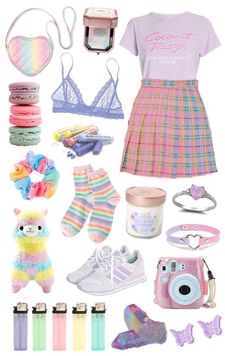 unicorn hair :) Outfit | ShopLook Unicorn Core Aesthetic Outfits, Unicorn Inspired Outfits, Unicorncore Aesthetic Outfits, Tweencore Outfits, Gamercore Outfits, Childcore Aesthetic Outfit, Pastel Clothing Aesthetic, Candy Inspired Outfits, Littlespacecore Outfits