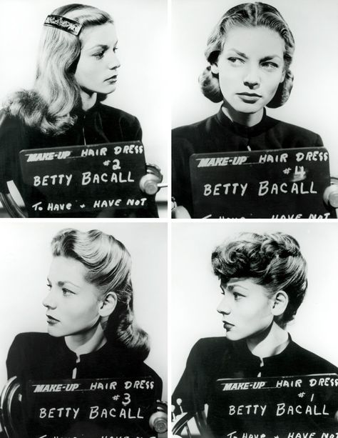 Lauren Bacall makeup and hair test shots for “To Have and Have Not” - 1944 (via /r/VGB) Edith Bouvier Beale, Hair Test, Betty Dress, 1940s Hairstyles, Lauren Bacall, Humphrey Bogart, Dress Hairstyles, Old Hollywood Glamour, 인물 사진