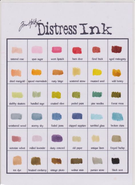 Tim Holtz Distress Ink Color Chart Arts And Craft Ideas, Distress Ink Techniques, Distress Markers, Storage Labels, Tim Holtz Distress Ink, Arts And Craft, Tea Dyeing, Distress Oxide Ink, Distress Oxides