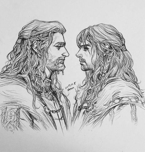 Prince Fili, Kili and old king Thorin of Erebor Fili Hobbit, Hobbit Fanart, John Howe, Hobbit Art, Fili And Kili, The Hobbit Movies, Old King, Tolkien Art, Lotr Art