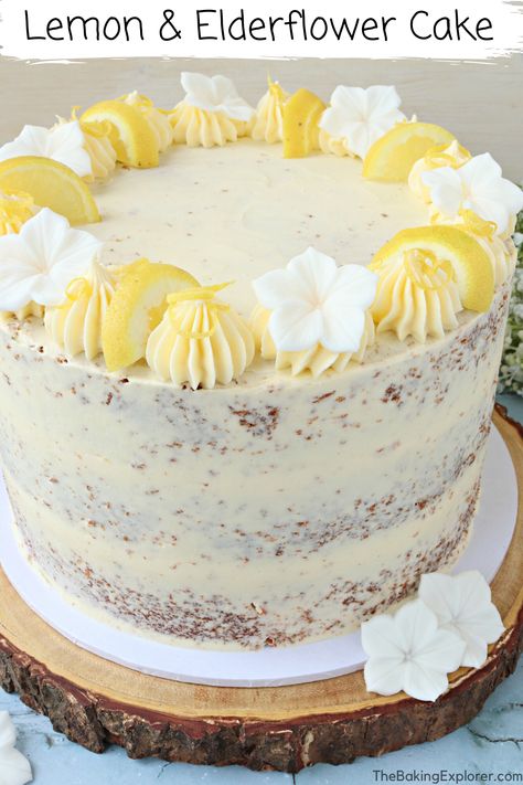 Elderflower Cake, Elderflower Recipes, Jubilee Cake, Lemon Pistachio, Lemon Birthday, Buttercream Designs, Perfect Wedding Cake, Royal Wedding Cake, 73rd Birthday