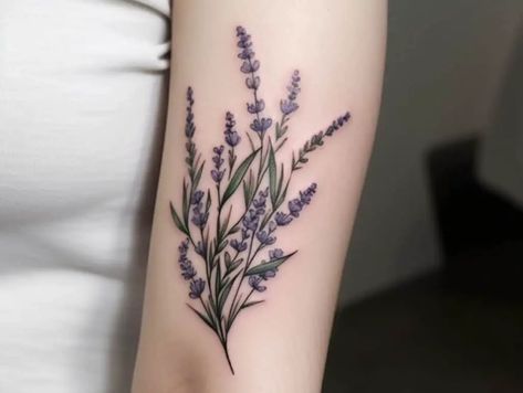 Lavender Floral Tattoo, Big Lavender Tattoo, Large Lavender Tattoo, Lavender Sleeve Tattoo, Herb Tattoo Botanical Drawings, Lavender Sprigs Tattoo, Lavender Plant Tattoo, Lavender Tattoo Black, Lavender Tattoo Design