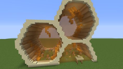 Cute Minecraft Bee Farm, Bee Habitat Minecraft, Bee Dome Minecraft Build, Minecraft Bee Farm Design, Minecraft Bee Ideas, Minecraft Sheep Build, Honeycomb Minecraft, Honey Farm Minecraft, Minecraft Bee Hive Build