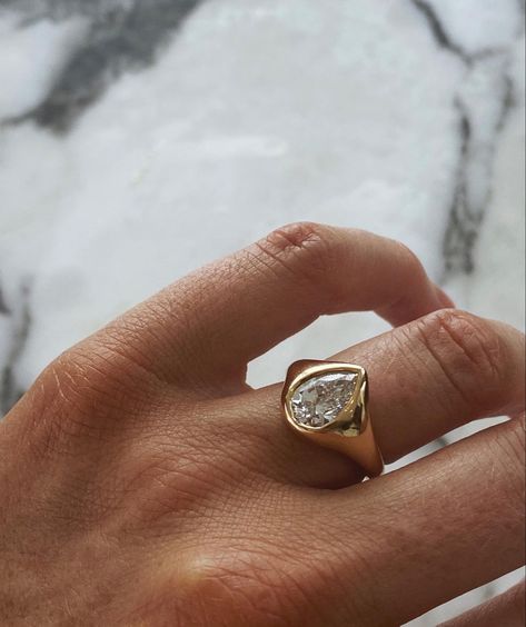 Pear Moissanite Engagement Ring, Pear Diamond Rings, Cute Engagement Rings, Engagement Ring Inspiration, Future Engagement Rings, Yellow Gold Wedding Band, Your Gorgeous, Dream Engagement Rings, Ring Ideas