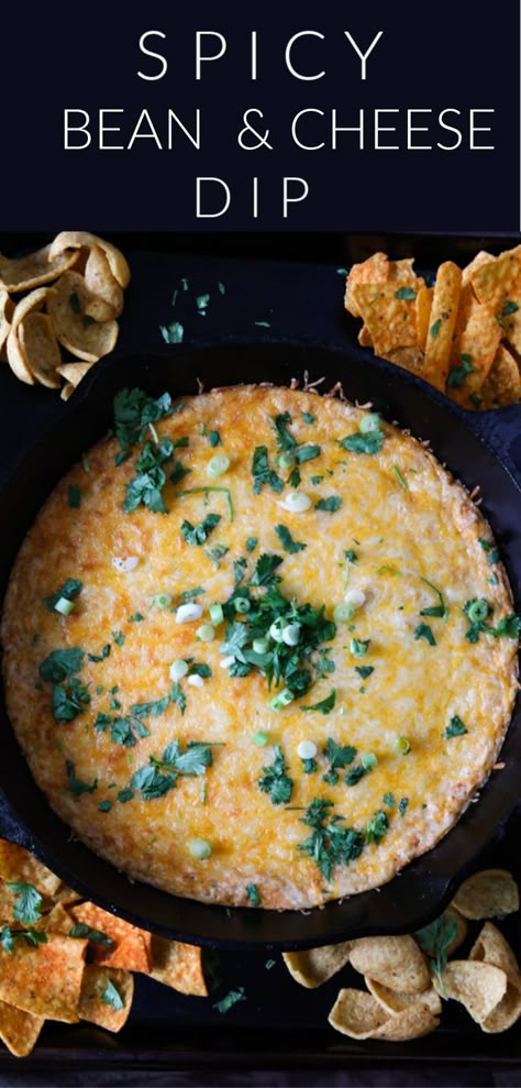 Bean And Cheese Dip, Cooking Motivation, Bean Cheese Dip, Pot Luck Recipes, Tortilla Chip Recipe, Homemade Taco Seasoning Recipe, Bean Dip Recipes, Finger Foods Party, Spicy Dip