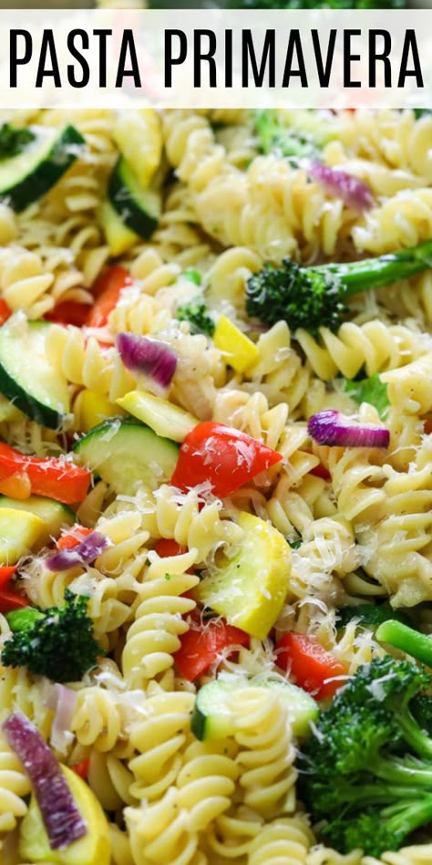 This Easy Pasta Primavera is a tasty vegetarian meal that’s so satisfying. Made with fresh vegetables, al dente pasta, and salty Parmesan, this pasta dish is light and delicious. #simplyhomecooked #pasta #pastarecipe #primavera #primaverarecipe #dinner Cold Pasta Primavera Salad, Pasta Primavera Salad, Easy Pasta Primavera, Summer Pasta Salad Recipes, Pasta Primavera Recipe, Ranch Pasta, Pasta Primavera, Cold Pasta, Summer Pasta Salad