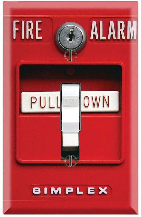 Graphics Wallplates - Fire Alarm - Single Toggle Wall Plate Cover - - Amazon.com Frankenstein Light Switch, Wall Outlet Covers, Firefighter Home Decor, Old Plates, Wall Paint Colors, Light Switch Plate Cover, Boys Room Decor, Switch Plate Covers, Light Switch Plates