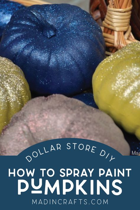 Pumpkins Painted with Spray Paint - Mad in Crafts Spray Paint Pumpkins Diy, Spray Paint Pumpkins, Painted Pumpkins Fall, Elsa Pumpkin, Pumpkin Spray Paint, Paint Pumpkin, Real Pumpkins, Paint Pumpkins, Painting Pumpkins