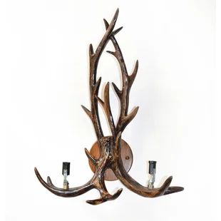 Deer Horn Sconces | Wayfair Antler Wall Sconces, Rustic Mountain Homes, Bedroom Furniture Bench, Themed Restaurant, Antler Wall, Antler Art, Antler Chandelier, Deer Horn, Metal Wall Lamp