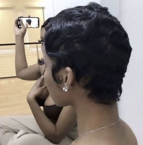 m.m. Fine Hair Haircuts Black Women, Jayda Wayda Finger Waves, Outfits With Fingerwaves, Fluffy Finger Waves, Black Girls Pixie Cut, Soft Waves Short Hair Black Women, Short Hair Fingerwaves, Waves Short Hair Black Women, Short Fingerwave Styles