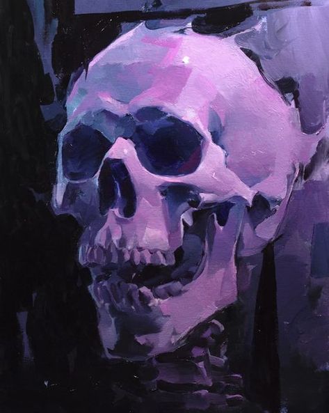 Vibrant Art Paintings, Creepy Oil Painting, Goth Acrylic Painting, Creepy Painting Ideas, Skull Oil Painting, Glowing Painting, Dark Art Painting, Demon Painting, Nick Runge