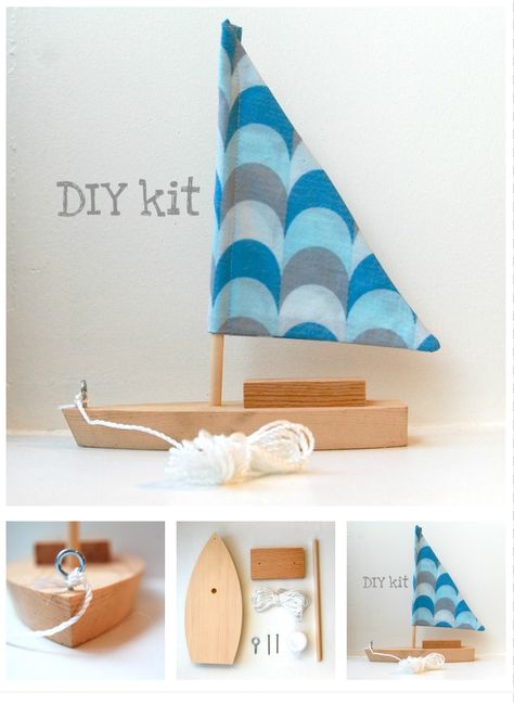 Diy sailboat @ owl and pussycat Diy Sailboat, Toy Sailboat, Decor Marin, Rustic Wood Crafts, Modern Dollhouse Furniture, Wooden Sailboat, Diy Boat, Sea Crafts, Woodworking For Kids