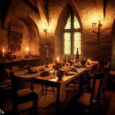 Medieval Age Dining Room Medieval Keep, Fantasy Werewolf, Medieval Room, Medieval Home Decor, Fantasy Room, Medieval Girl, Werewolf Stories, Medieval Ages, Fantasy Rooms