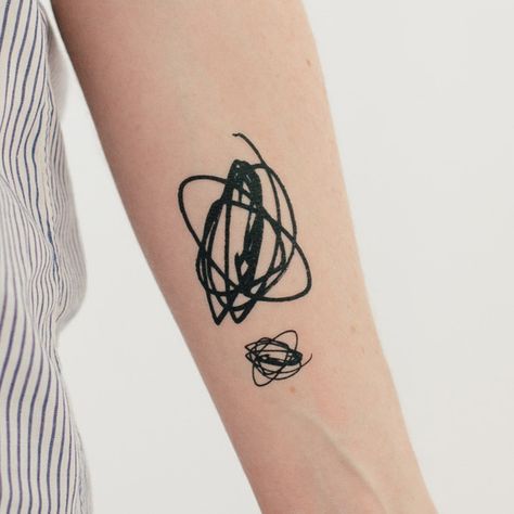 black scribble tattoo Scribble Art Tattoo, Intergalactic Tattoo, Scribble Tattoo, Black Scribble, Minimalist Tattoo Meaning, Paris Tattoo, Typography Tattoo, Tattoo Face, Delicate Tattoo