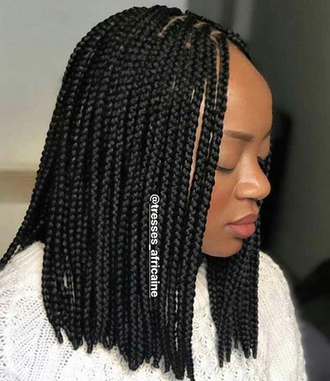 11. Jumbo Short Box Braids Want to try something new and stylish? Then why not choose short braids like these! For this hairstyle, the hair is styled into jumbo box braids where one half of the braids are black and the other half are a dark burgundy shade. By using a bold color on only […] Short Box Braid Hairstyles, Short Box Braid, Hairloss Hairstyles, Shoulder Length Box Braids, Short Box Braids Bob, Box Braid Hairstyles, Box Braids Bob, Braids Boxbraids, Bob Braids Hairstyles